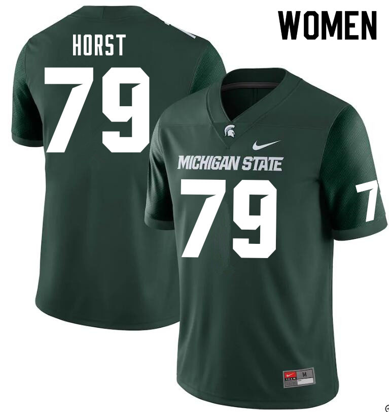 Women #79 Jarrett Horst Michigan State Spartans College Football Jerseys Sale-Green